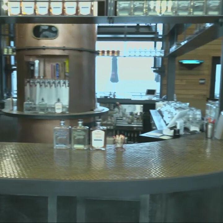 Keith Kaiser checks out the tasting room at Log Distillery